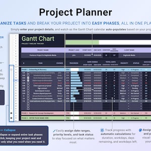 Gantt Chart Google Sheets Template Dark Mode Project Timeline Tracker ...
