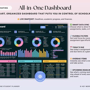 Student Planner Spreadsheet Dark Mode Assignment Tracker Google Sheets ...