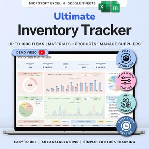 Inventory Tracker Spreadsheet for Small Business Inventory Template Google Sheets Excel Product Material Inventory Management Order Tracking