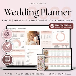 Wedding Planner Spreadsheet Google Sheets Wedding Planning Checklist Wedding Budget Expense Tracker Wedding Itinerary Guest List To Do List
