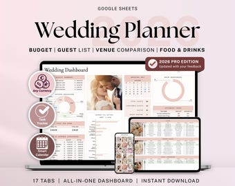 Wedding Planner Spreadsheet Google Sheets Wedding Planning Checklist Wedding Budget Expense Tracker Wedding Itinerary Guest List To Do List