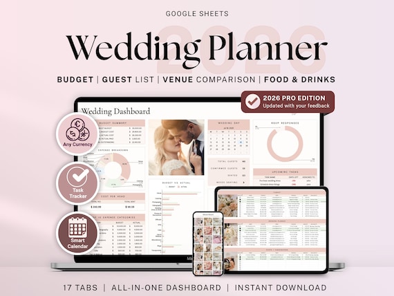 Wedding Planner Spreadsheet Google Sheets Wedding Planning Checklist Wedding Budget Expense Tracker Wedding Itinerary Guest List To Do List