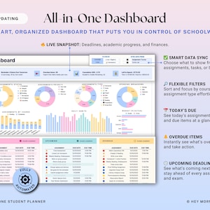 Academic Student Planner Google Sheets Excel Assignment Tracker Spreadsheet University Study Planner Class Timetable Degree GPA Calculator image 3