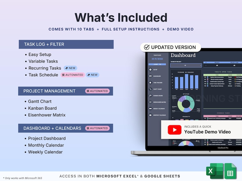 Task Manager Spreadsheet Dark Mode Team Task Tracker Google Sheets ...