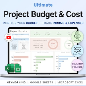 Spreadsheet projectkostentracker Projectbudgetsjabloon Taakkostenberekening Google Spreadsheets Projectbeheer Zakelijke inkomsten en uitgaven