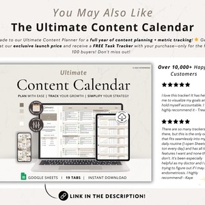 Simple Social Media Planner Spreadsheet Monthly Content Calendar Google Sheets Social Media Marketing Template for Content Creator image 9
