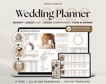 Wedding Planner Spreadsheet for Google Sheets Digital Wedding Planning Budget Tracker Timeline Checklist RSVP Seating Plan Wedding Itinerary