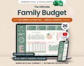 Family and Couples Budget Spreadsheet for Household Expenses Kids and Family Monthly Annual Budget Google Sheets Excel Bill Debt Tracker