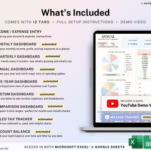 Small Business Bookkeeping Template Income Expense Tracker Google Sheets Excel Profit & Loss Accounting Spreadsheet Self Employed Freelancer image 2