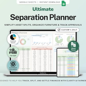 Echtscheidingsplanner Spreadsheet Vermogensverdeling Google Spreadsheets Echtscheiding Financiële afwikkeling Eigendom en schulden Splitsing Scheidingsovereenkomst Overgang