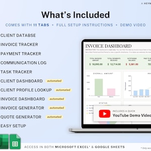 Invoice & Client Tracker Spreadsheet for Small Business CRM Google Sheets Invoice Tracker Generator Excel Lead Management Payment Tracker image 3