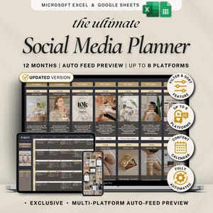 Social Media Content Planner Google Sheets Excel Content Calendar Spreadsheet Digital Content Scheduler Instagram Tiktok YouTube Marketing