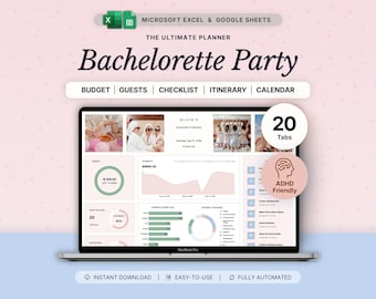 Bachelorette Party Planning Spreadsheet Maid of Honor Planner Google Sheets Bridal Shower Budget Tracker Wedding Shower Organizer Hens Party