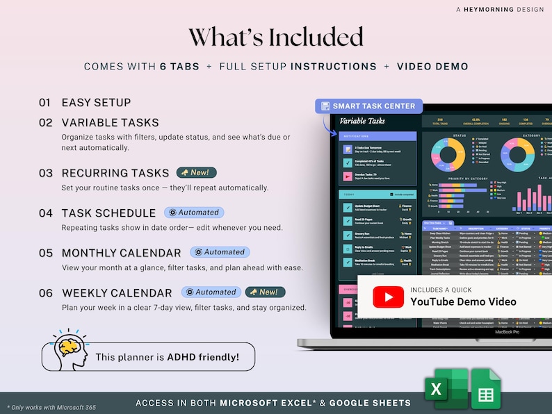 Task Tracker Spreadsheet Dark Mode Recurring Task Planner Google Sheets ...