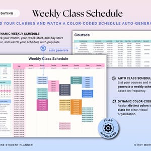 Academic Student Planner Google Sheets Excel Assignment Tracker Spreadsheet University Study Planner Class Timetable Degree GPA Calculator image 8