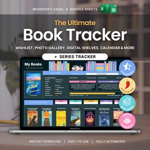 Book Tracker, pianificatore di liste di lettura, Fogli Google, Excel, modalità scura, tracker di lettura, foglio di calcolo per recensioni di libri, diario di lettura, regalo per amanti dei libri