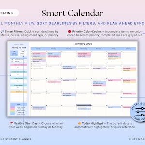 Academic Student Planner Google Sheets Excel Assignment Tracker Spreadsheet University Study Planner Class Timetable Degree GPA Calculator image 7