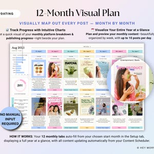 Yearly Social Media Content Calendar Google Sheets Excel Monthly Content Planner for Instagram TikTok Social Media Schedule Spreadsheet image 5