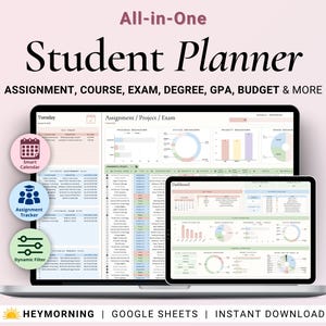 Planner accademico per studenti, Fogli Google, Foglio di calcolo per il monitoraggio dei compiti, Planner per lo studio universitario, Orario delle lezioni, Lista delle cose da fare, Planner per la laurea, GPA
