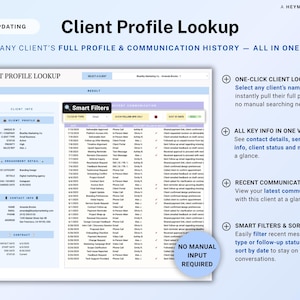 Client Tracker Google Sheets Excel CRM Client Manager Template Small Business Lead Management Spreadsheet Task Tracker Communication Log image 7