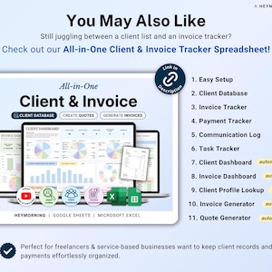Invoice Tracker Google Sheets Excel Invoice Generator Spreadsheet Small Business Billing Payment Tracker Client Invoice Manager Invoicing image 12