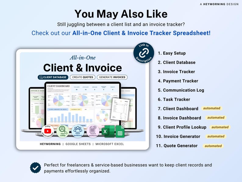 Invoice Tracker Google Sheets Excel Invoice Generator Spreadsheet Small Business Billing Payment Tracker Client Invoice Manager Invoicing image 12