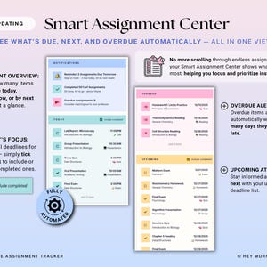Assignment Tracker Google Sheets Excel Student Planner Spreadsheet School Assignment Homework Organizer Academic Calendar Study Tracker image 4