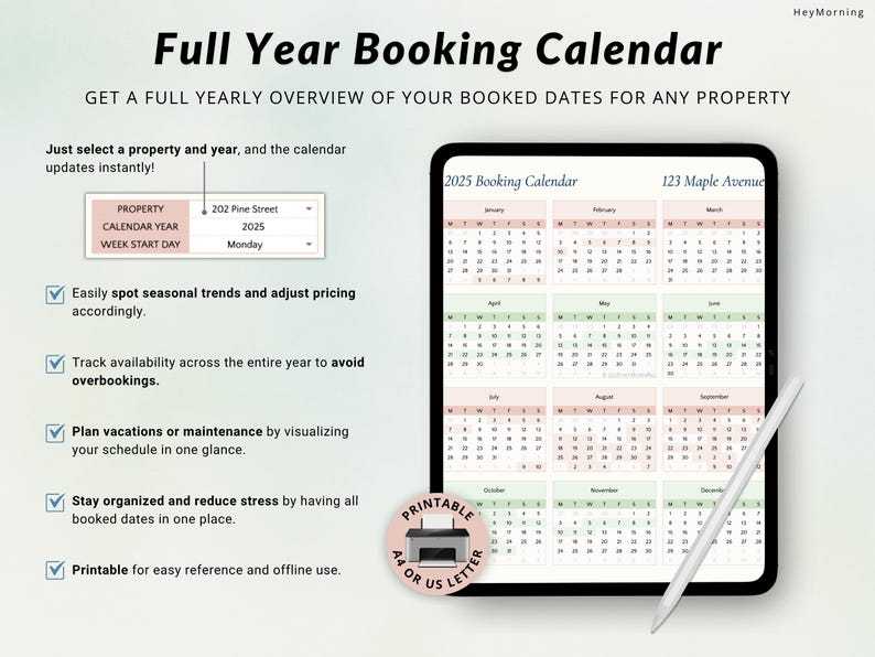 Airbnb Booking Calendar Spreadsheet Hotel Reservation Tracker Google ...