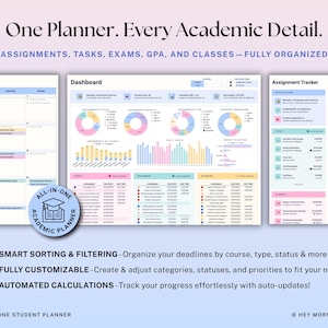 Academic Student Planner Google Sheets Excel University Planner Spreadsheet College Assignment Tracker Class Timetable Degree Planner GPA image 13