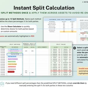 Divorce Planner Spreadsheet Asset Division Google Sheets Divorce Financial Settlement Property & Debt Split Separation Agreement Transition image 6