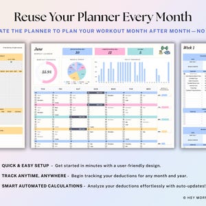 Workout Planner Google Sheets Excel Exercise Tracker Spreadsheet Fitness Planner Gym Checklist Weightlifting Training Calendar Pilates image 7