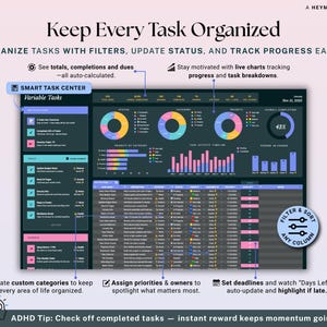 Dark Mode Task Tracker Spreadsheet Team Task Planner Google Sheets ...
