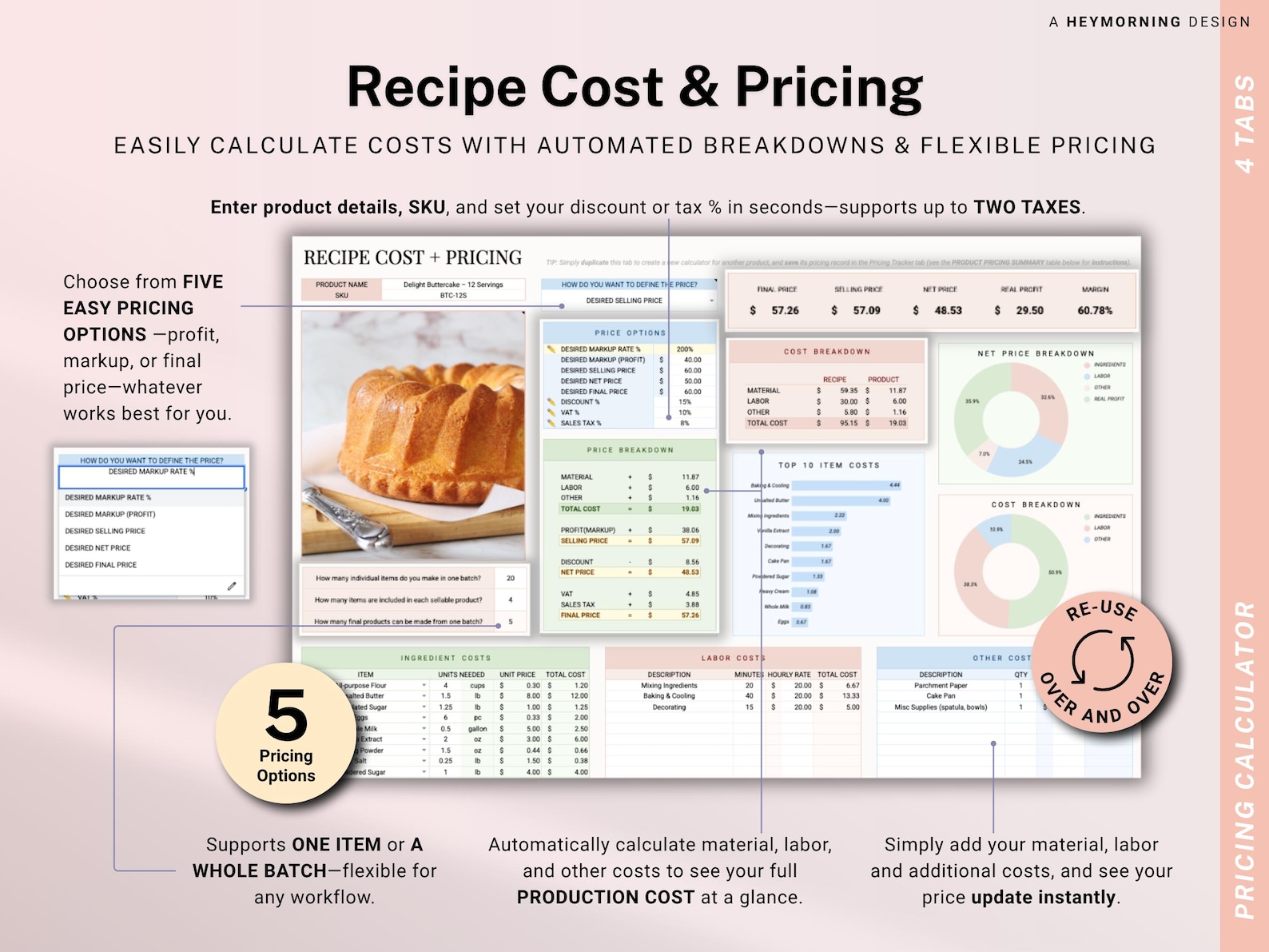 Home Bakery Business Bundle Food Recipe Cost Calculator Spreadsheet ...