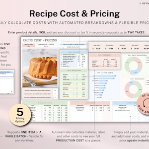 Home Bakery Business Bundle Food Recipe Cost Calculator Spreadsheet ...