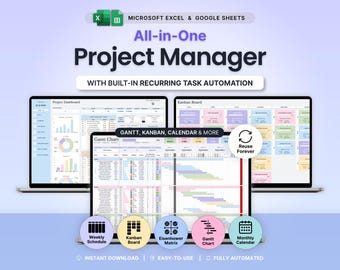 Project Management Spreadsheet Team Project Task Tracker Google Sheets Excel Timeline Planner Kanban Board Gantt Chart Eisenhower Matrix