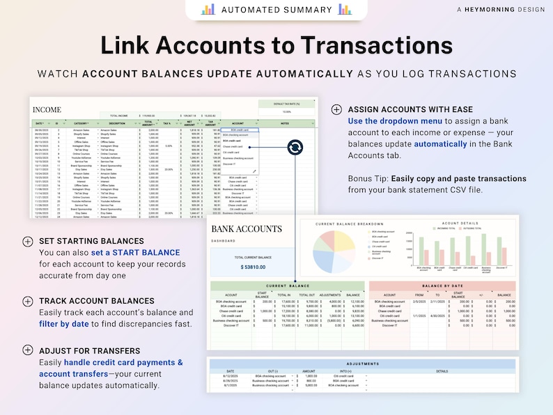 Small Business Bookkeeping Template Income Expense Tracker Google Sheets Excel Profit & Loss Accounting Spreadsheet Self Employed Freelancer image 8