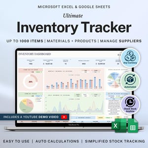Inventory Tracker Spreadsheet for Small Business Inventory Template Google Sheets Excel Product Material Inventory Management Order Tracking