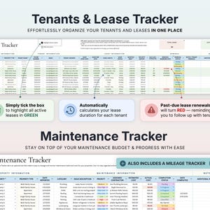Rental Property Bookkeeping Google Sheets Landlord Spreadsheet Multi Property Income and Expense Tracker Excel Tenant Tracker Rent Payment image 3