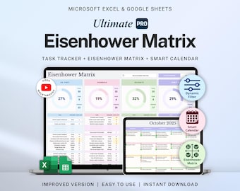 Entscheidungsmatrix Google Sheets Eisenhower Matrix Spreadsheet Aufgabe Priority Tracker Vorlage Brain Dump Planer ADHD Dringend Wichtige Matrix