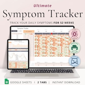 Symptom Tracker Google Sheets Chronic Illness Pain Tracker Spreadsheet Daily Symptom Frequency Template Symptom Journal Medical Tracker