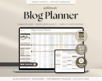 Blog Content Planner Spreadsheet Google Sheets Blog Post Calendar Idea Organizer Digital Writing Template for Bloggers Content Planning