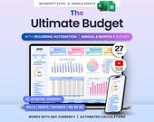 Annual Budget Spreadsheet Google Sheets Excel Personal Finance Template Monthly Budget Planner Bill Tracker Debt Tracker Savings Net Worth
