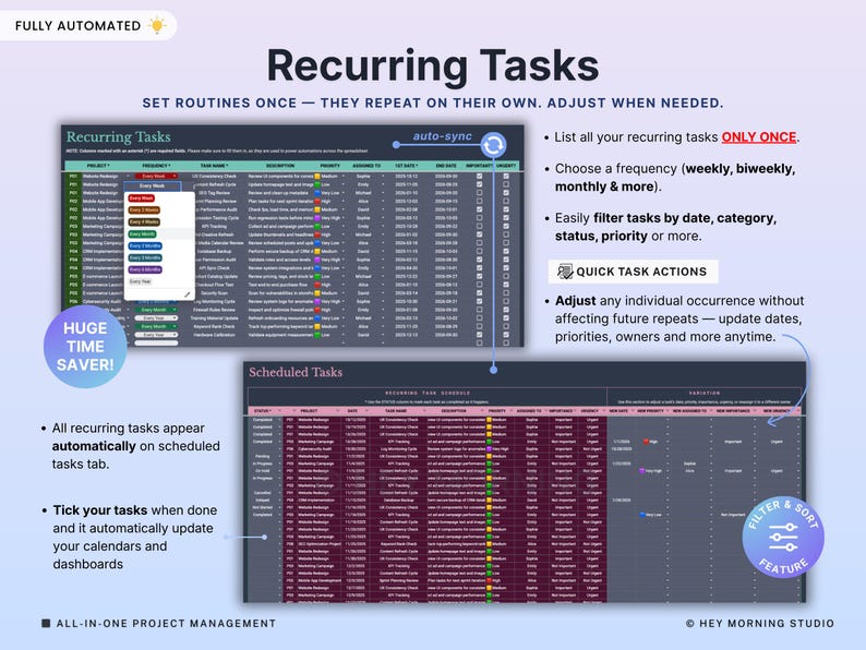 Task Manager Spreadsheet Dark Mode Team Task Tracker Google Sheets Excel Task Priority Matrix Kanban Board To Do List Weekly Schedule image 5