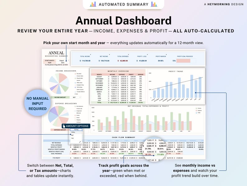 Small Business Bookkeeping Template Income Expense Tracker Google Sheets Excel Profit & Loss Accounting Spreadsheet Self Employed Freelancer image 4