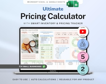Feuille de calcul du calculateur du prix des produits Modèle de tarification des petites entreprises Feuilles Google Calculateur du coût des produits faits main Marge bénéficiaire Excel