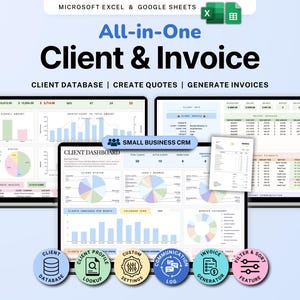 Invoice & Client Tracker Spreadsheet for Small Business CRM Google Sheets Invoice Tracker Generator Excel Lead Management Payment Tracker