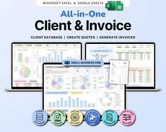 Invoice & Client Tracker Spreadsheet for Small Business CRM Google Sheets Invoice Tracker Generator Excel Lead Management Payment Tracker