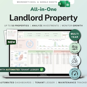 Rental Property Bookkeeping Google Sheets Landlord Spreadsheet Multi Property Income and Expense Tracker Excel Tenant Tracker Rent Payment