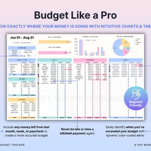 Simple Budget Google Sheets Excel Paycheck Budget Spreadsheet Monthly Budget Tracker Biweekly Budget by Paycheck Salary Budget Weekly image 5