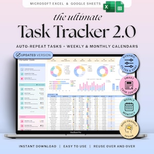 Task Tracker Spreadsheet To Do List Google Sheets Excel Work Organizer Recurring Task Planner Team Project Management ADHD Productivity